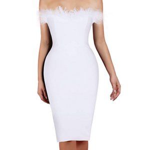 Strapless Feather Bandage Bodycon Dress